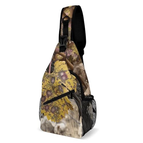 Brusttasche mit Blättern auf Weinreben, für Herren, Crossbody-Tasche, Bauchtaschen für Damen, Sling-Rucksack für Reisen, weiß, 20,3 x 10,2 x 38,1 cm, weiß, 8x4x15 Inches von QWJKM