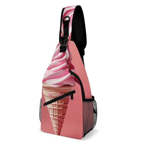 Brusttasche mit Kunstkegelmuster, Schultertasche für Herren, Crossbody-Tasche, Bauchtaschen für Damen, Sling-Rucksack für Reisen, weiß, 20,3 x 10,2 x 38,1 cm, weiß, 8x4x15 Inches von QWJKM