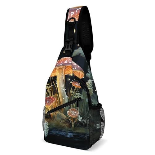 Brusttasche mit Schmetterlingspilz für Herren, Crossbody-Tasche, Bauchtaschen für Damen, Sling-Rucksack für Reisen, weiß, 20,3 x 10,2 x 38,1 cm, weiß, 8x4x15 Inches Brusttasche mit Schmetterlingspilz für Herren, Crossbody-Tasche, Bauchtaschen für Damen, Sling-Rucksack für Reisen, weiß, 20,3 x 10,2 x 38,1 cm, weiß, 8x4x15 Inches von QWJKM