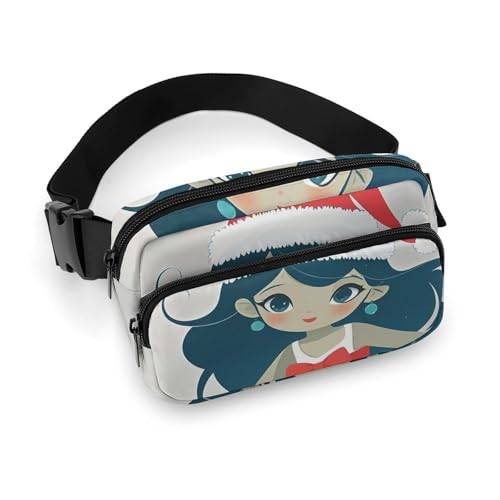 Crossbody-Bauchtasche für Damen und Herren, Meerjungfrauen-Weihnachtsbekleidung, Sportgürteltasche, große Hüfttasche mit verstellbarem Riemen, modische Hüfttasche für Workout, Laufen, Reisen, Weiß, 20 von QWJKM