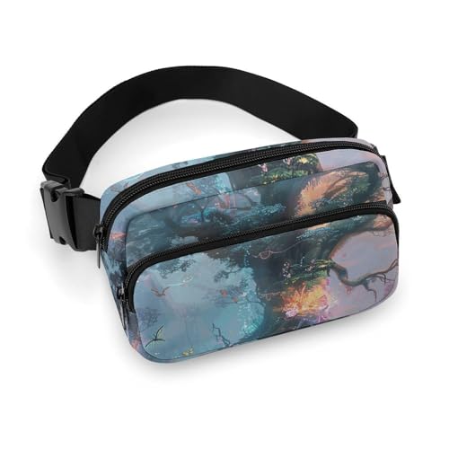 Crossbody-Gürteltasche für Damen, Herren, Bäume und leuchtende Pflanzen, Hüfttasche, Sportgürteltasche, große Hüfttasche mit verstellbarem Riemen, modische Hüfttasche für Workout, Laufen, Reisen, von QWJKM