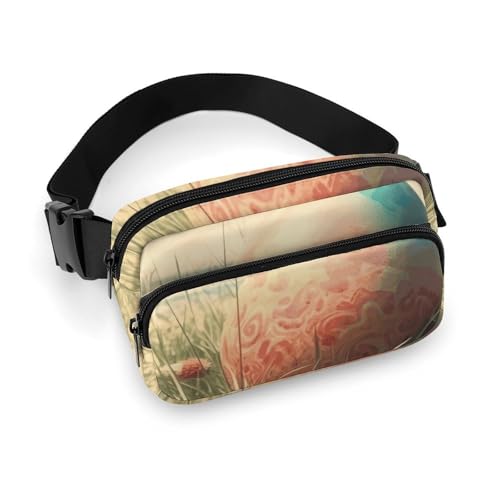 Crossbody-Gürteltasche für Damen und Herren, Eier auf Gras, Sportgürteltasche, große Hüfttasche mit verstellbarem Riemen, modische Hüfttasche für Workout, Laufen, Reisen, weiß, 20 x 13 cm, weiß, von QWJKM