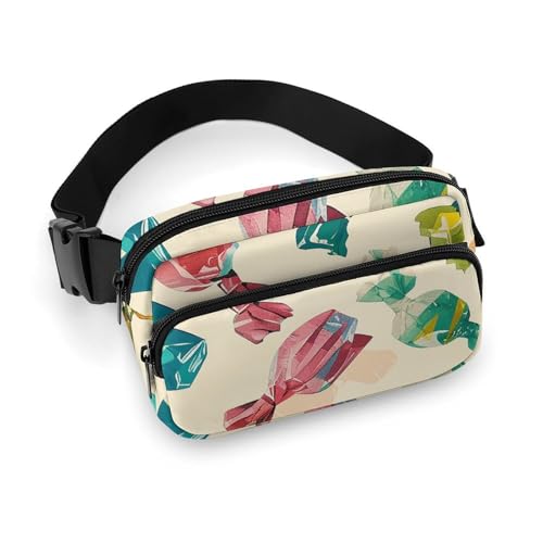 Crossbody-Gürteltasche für Damen und Herren, Süßigkeiten-Hüfttasche, Sportgürteltasche, große Hüfttasche mit verstellbarem Riemen, modische Hüfttasche für Workout, Laufen, Reisen, Weiß, 20 x 13 cm, von QWJKM