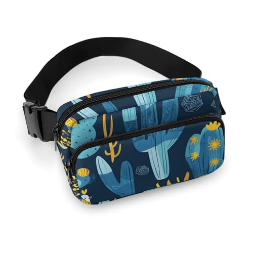 Crossbody-Gürteltasche für Damen und Herren, Wüstenpflanzenmuster, Sportgürteltasche, große Hüfttasche mit verstellbarem Riemen, modische Hüfttasche für Workout, Laufen, Reisen, weiß, 20 x 13 cm, von QWJKM