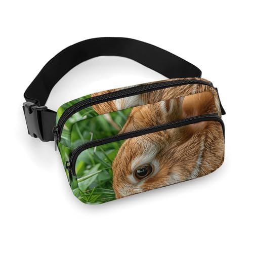 Crossbody-Gürteltasche für Damen und Herren, einige kleine Pflanzen, Sportgürteltasche, große Hüfttasche mit verstellbarem Riemen, modische Hüfttasche für Workout, Laufen, Reisen, weiß, 20 x 13 cm, von QWJKM