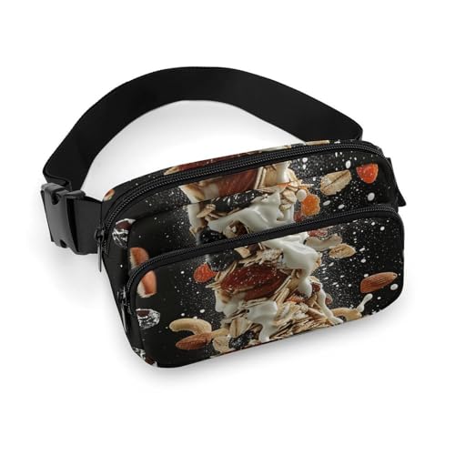 Crossbody-Gürteltasche für Damen und Herren, große Hüfttasche mit verstellbarem Riemen, modische Hüfttasche für Workout, Laufen, Reisen, Weiß, 20 x 13 cm, weiß, 7.9x5.1 Inches von QWJKM