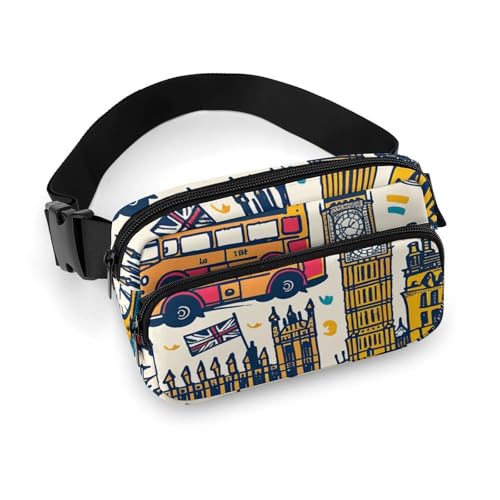 Crossbody-Gürteltasche für Damen und Herren, handgezeichnete Elemente, Hüfttasche, Sportgürteltasche, große Hüfttasche mit verstellbarem Riemen, modische Hüfttasche für Workout, Laufen, Reisen, weiß, von QWJKM