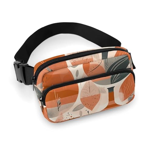 Crossbody-Gürteltasche für Damen und Herren, orangefarbenes Muster, Sportgürteltasche, große Hüfttasche mit verstellbarem Riemen, modische Hüfttasche für Workout, Laufen, Reisen, weiß, 20 x 13 cm, Crossbody-Gürteltasche für Damen und Herren, orangefarbenes Muster, Sportgürteltasche, große Hüfttasche mit verstellbarem Riemen, modische Hüfttasche für Workout, Laufen, Reisen, weiß, 20 x 13 cm, von QWJKM