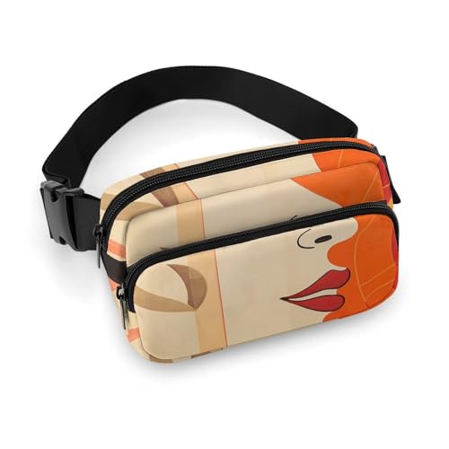 Crossbody-Gürteltasche für Damen und Herren, warme Farbpalette, Sportgürteltasche, große Hüfttasche mit verstellbarem Riemen, modische Hüfttasche für Workout, Laufen, Reisen, Weiß, 20 x 13 cm, weiß, von QWJKM