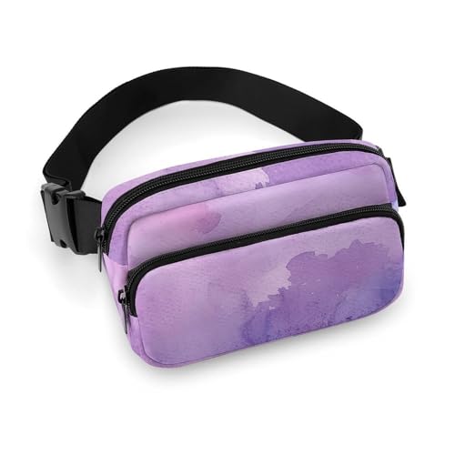 Crossbody-Gürteltasche für Damen und Herren, weiches violettes Bild, Hüfttasche, Sportgürteltasche, große Hüfttasche mit verstellbarem Riemen, modische Hüfttasche für Workout, Laufen, Reisen, Weiß, 20 von QWJKM