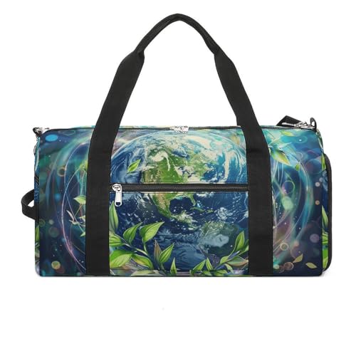 Earth and Green Leaves Sporttasche, leichte Reisetasche, Wochenendtasche für Damen und Herren, weiß, Einheitsgröße, weiß, Einheitsgröße von QWJKM