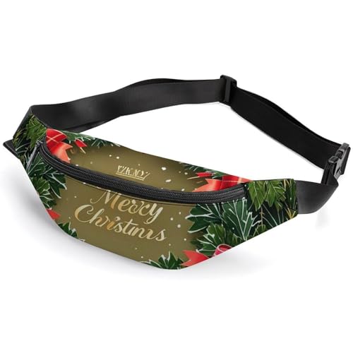 Gürteltasche für Damen und Herren, mit Band am Weihnachtskranz, Gürteltasche, Sportgürteltasche mit verstellbarem Riemen, modische Hüfttasche für Reisen, Laufen, Workout, Weiß, 36 x 15 cm, weiß, Gürteltasche für Damen und Herren, mit Band am Weihnachtskranz, Gürteltasche, Sportgürteltasche mit verstellbarem Riemen, modische Hüfttasche für Reisen, Laufen, Workout, Weiß, 36 x 15 cm, weiß, von QWJKM