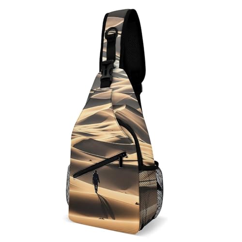 Lonely Desert Brusttasche für Herren, Crossbody-Tasche, Bauchtaschen für Damen, Schulterrucksack für Reisen, weiß, 20,3 x 10,2 x 38,1 cm, weiß, 8x4x15 Inches von QWJKM
