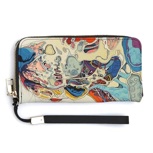 QWJKM Bunte Hunde-Geldbörse aus Leder, Uni, schlankes Muster, lange Geldbörsen, Kartenhalter mit Reißverschluss, weiß, 20 x 10,5 cm, weiß, 20.0*10.5cm von QWJKM