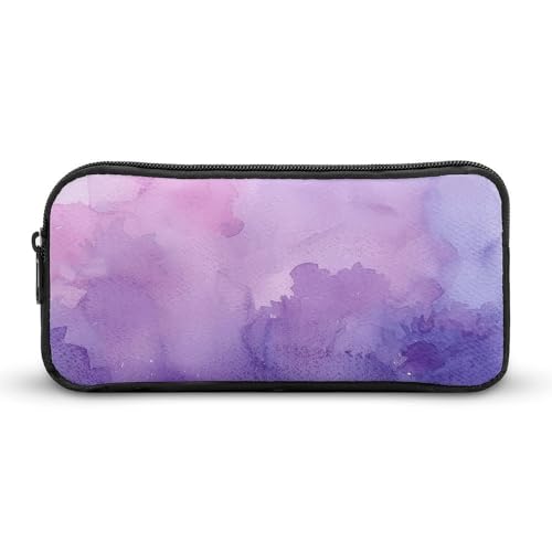 QWJKM Federmäppchen für Herren und Damen, weiches violettes Bild, tragbares Federmäppchen, personalisierter Stifthalter, ästhetisches Stifteetui, Schreibtisch-Organizer für Büro, weiß, 8.7x2x4.7 von QWJKM