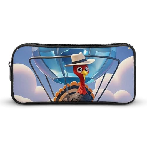 QWJKM Federmäppchen für Männer und Frauen, Heißluftballon, Truthahn, tragbares Federmäppchen, personalisierter Stifthalter, ästhetisches Stifteetui, Stiftebox, Schreibtisch-Organizer für Büro, weiß, von QWJKM