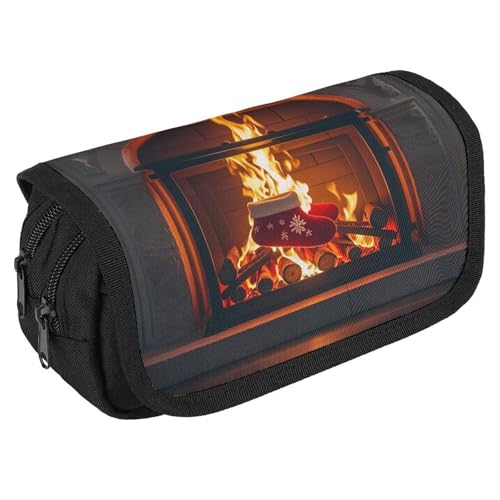 QWJKM Federmäppchen für Männer und Frauen, The Firelight Reflects Weihnachts-Federmäppchen, personalisierter Stifthalter, großes Fassungsvermögen, ästhetische Stifttasche, niedlicher von QWJKM