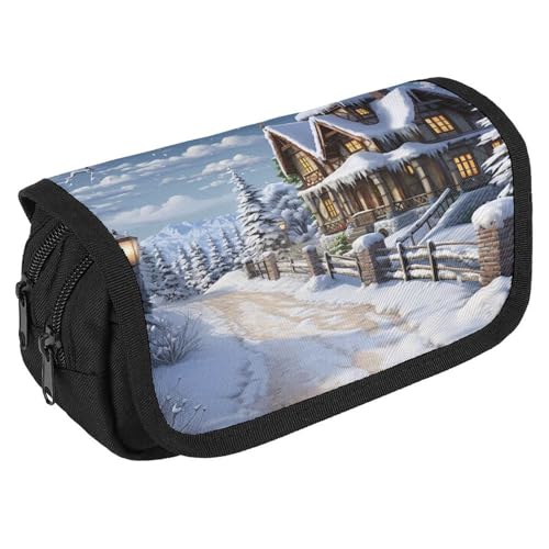 QWJKM Federmäppchen für Männer und Frauen, Weihnachten, Winter, fröhliche Szene, personalisierter Stifthalter, großes Fassungsvermögen, ästhetische Stifttasche, niedlicher Schreibtisch-Organizer für QWJKM Federmäppchen für Männer und Frauen, Weihnachten, Winter, fröhliche Szene, personalisierter Stifthalter, großes Fassungsvermögen, ästhetische Stifttasche, niedlicher Schreibtisch-Organizer für von QWJKM