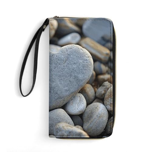 QWJKM Geldbörse aus Leder in Herzform für Herren und Damen, schmal, vertikal, lange Geldbörse mit Reißverschluss, Kartenhalter, weiß, 19,7 x 10,5 cm, weiß, 19.7x10.5cm von QWJKM