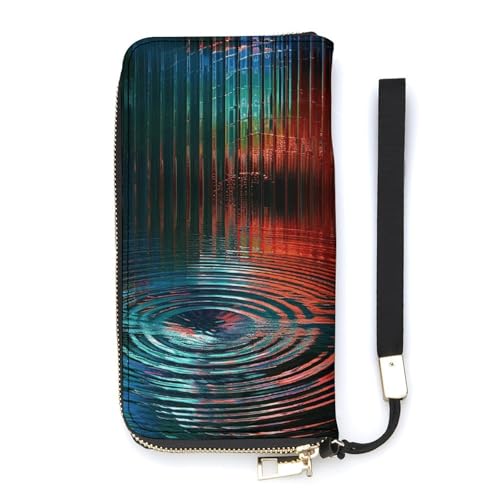 QWJKM Geldbörse aus Leder mit vertikalen Streifen für Herren und Damen, schmal, vertikal, lange Geldbörse mit Reißverschluss, Kartenhalter, weiß, 20 x 10,5 cm, weiß, 20x10.5cm von QWJKM