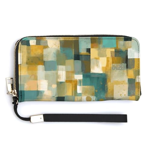 QWJKM Gouache-Geldbörse aus Leder, Uni, schlankes Muster, lange Geldbörsen, Kartenhalter mit Reißverschluss, weiß, 20 x 10,5 cm, weiß, 20.0*10.5cm von QWJKM