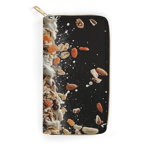 QWJKM Große Geldbörse aus Leder für Herren und Damen, schmal, vertikal, lange Geldbörse mit Reißverschluss, Kartenhalter, weiß, 19,7 x 10,5 cm, weiß, 19.7x10.5cm von QWJKM