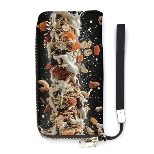 QWJKM Große Geldbörse aus Leder für Herren und Damen, schmal, vertikale Geldbörse, lange Geldbörse mit Reißverschluss, Kartenhalter, weiß, 20 x 10,5 cm, weiß, 20x10.5cm von QWJKM