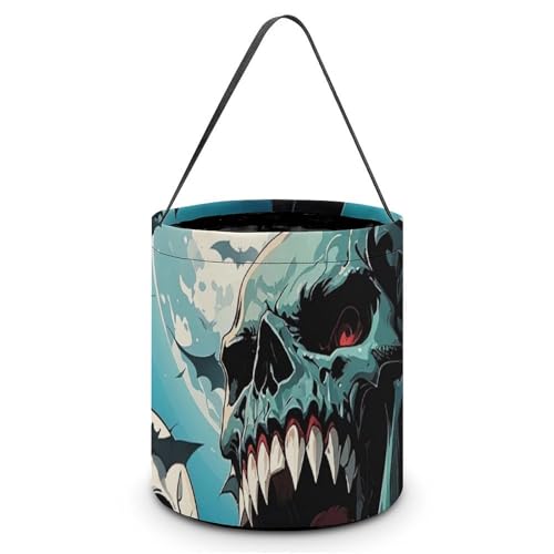 QWJKM Halloween-Taschen mit Griffen, Vampirzähne, Halloween-Tragetasche, Süßigkeiten-Eimer, für Halloween-Party, 20 x 21 cm, Weiß, 20 x 21 cm, weiß, 7.9x8.3 Inches von QWJKM