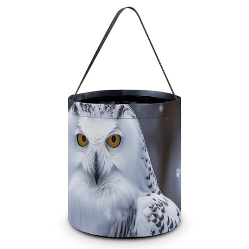QWJKM Halloween-Taschen mit Griffen, arktische Eule, Halloween-Tragetasche, Süßigkeiteneimer, für Halloween-Party, 20 x 21 cm, Weiß, 20 x 21 cm, weiß, 7.9x8.3 Inches von QWJKM