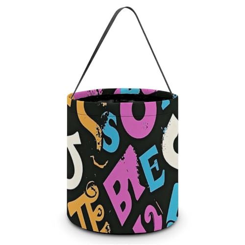QWJKM Halloween-Taschen mit Griffen, es gibt ein Buchstabenmuster, Halloween-Tragetasche, Süßigkeiteneimer, Halloween-Süßigkeitentüten für Halloween-Party, 20 x 21 cm, Weiß, 20 x 21 cm, weiß, 7.9x8.3 von QWJKM