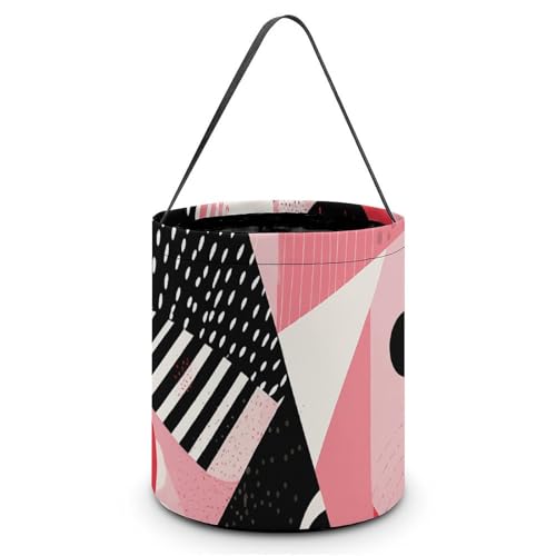 QWJKM Halloween-Taschen mit Griffen, schwarz-weiß gestreift, Halloween-Tragetasche, Süßigkeiten-Eimer, für Halloween-Party, 20 x 21 cm, Weiß, 20 x 21 cm, weiß, 7.9x8.3 Inches von QWJKM