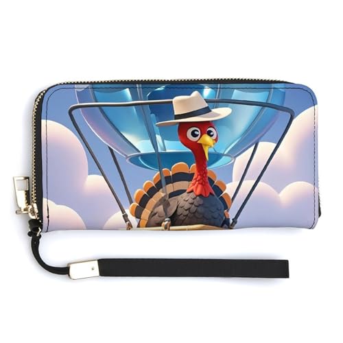 QWJKM Heißluftballon-Geldbörse aus Leder, Uni, schlankes Muster, lange Geldbörsen, Kartenhalter mit Reißverschluss, weiß, 20 x 10,5 cm, weiß, 20.0*10.5cm von QWJKM