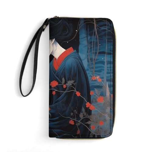 QWJKM Hellrote Damen-Geldbörse aus Leder für Herren und Damen, schmale vertikale Geldbörse, lange Geldbörse mit Reißverschluss, Kartenhalter, weiß, 19,7 x 10,5 cm, weiß, 19.7x10.5cm von QWJKM