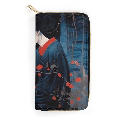 QWJKM Hellrote Damen-Geldbörse aus Leder für Herren und Damen, schmale vertikale Geldbörse, lange Geldbörse mit Reißverschluss, Kartenhalter, weiß, 19,7 x 10,5 cm, weiß, 19.7x10.5cm von QWJKM