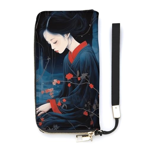 QWJKM Hellrote Damen-Geldbörse aus Leder für Herren und Damen, schmale vertikale Geldbörse, lange Geldbörse mit Reißverschluss, Kartenhalter, weiß, 20 x 10,5 cm, weiß, 20x10.5cm von QWJKM