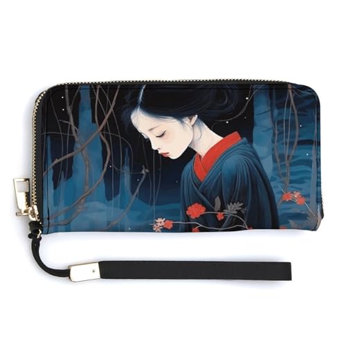 QWJKM Hellrote Damengeldbörse aus Leder, Uni, schlankes Muster, lange Geldbörsen, Kartenhalter mit Reißverschluss, weiß, 20 x 10,5 cm, weiß, 20.0*10.5cm von QWJKM