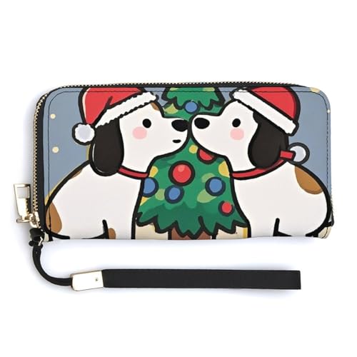 QWJKM Intimate Puppy Ledergeldbörse für Uni, schlankes Muster, lange Geldbörsen, Kartenhalter mit Reißverschluss, weiß, 20 x 10,5 cm, weiß, 20.0*10.5cm von QWJKM