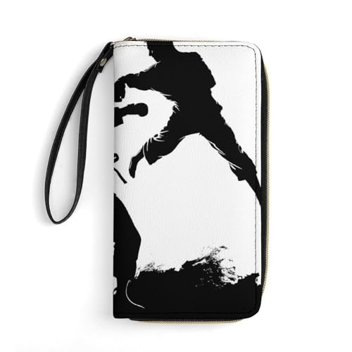 QWJKM Kickbox-Geldbörse aus Leder für Herren und Damen, schmal, vertikal, lange Geldbörse mit Reißverschluss, Kartenhalter, weiß, 19,7 x 10,5 cm, weiß, 19.7x10.5cm von QWJKM