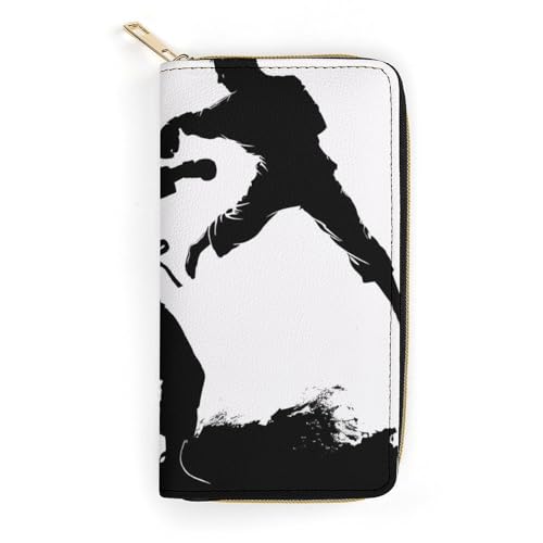 QWJKM Kickbox-Geldbörse aus Leder für Herren und Damen, schmal, vertikal, lange Geldbörse mit Reißverschluss, Kartenhalter, weiß, 19,7 x 10,5 cm, weiß, 19.7x10.5cm von QWJKM