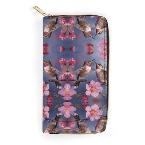 QWJKM Kolibri-Geldbörse aus Leder für Herren und Damen, schmal, vertikal, lange Geldbörse mit Reißverschluss, Kartenhalter, weiß, 19,7 x 10,5 cm, weiß, 19.7x10.5cm von QWJKM