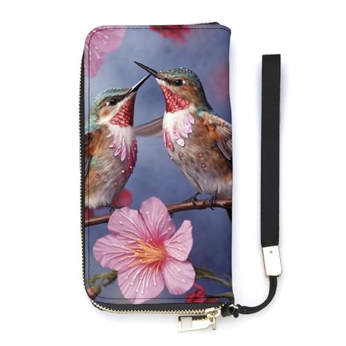 QWJKM Kolibri-Geldbörse aus Leder für Herren und Damen, schmal, vertikal, lange Geldbörse mit Reißverschluss, Kartenhalter, weiß, 20 x 10,5 cm, weiß, 20x10.5cm von QWJKM