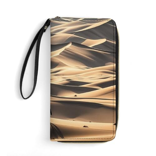 QWJKM Lonely Desert Geldbörse aus Leder für Herren und Damen, schmal, vertikal, lange Geldbörse mit Reißverschluss, Kartenhalter, Weiß, 19,7 x 10,5 cm, weiß, 19.7x10.5cm von QWJKM