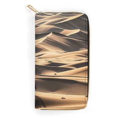 QWJKM Lonely Desert Geldbörse aus Leder für Herren und Damen, schmal, vertikal, lange Geldbörse mit Reißverschluss, Kartenhalter, Weiß, 19,7 x 10,5 cm, weiß, 19.7x10.5cm von QWJKM