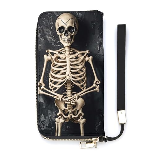 QWJKM Skelett Posing für Fotos, Ledergeldbörse für Herren und Damen, schmal, vertikale Geldbörse, lange Geldbörse mit Reißverschluss, Kartenhalter, weiß, 20 x 10,5 cm, weiß, 20x10.5cm QWJKM Skelett Posing für Fotos, Ledergeldbörse für Herren und Damen, schmal, vertikale Geldbörse, lange Geldbörse mit Reißverschluss, Kartenhalter, weiß, 20 x 10,5 cm, weiß, 20x10.5cm von QWJKM