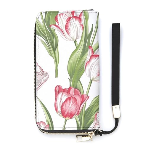 QWJKM The Flowers Are All Geldbörse aus Leder, für Herren und Damen, schmal, vertikal, lang, mit Reißverschluss, Kartenhalter, weiß, 20 x 10,5 cm, weiß, 20x10.5cm von QWJKM