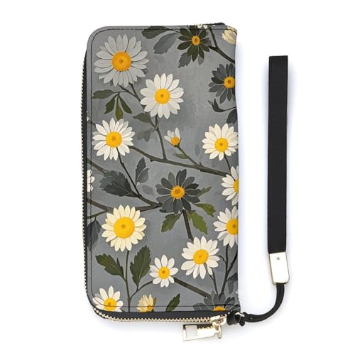 QWJKM Tree Branch Geldbörse aus Leder mit Blumenmuster für Herren und Damen, schmal, vertikal, lange Geldbörse mit Reißverschluss, Kartenhalter, weiß, 20 x 10,5 cm, weiß, 20x10.5cm von QWJKM