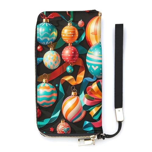 QWJKM Verschiedene Dekorationen für Weihnachten, Ledergeldbörse für Herren und Damen, schmal, vertikal, lange Geldbörse mit Reißverschluss, Kartenhalter, weiß, 20 x 10,5 cm, weiß, 20x10.5cm von QWJKM