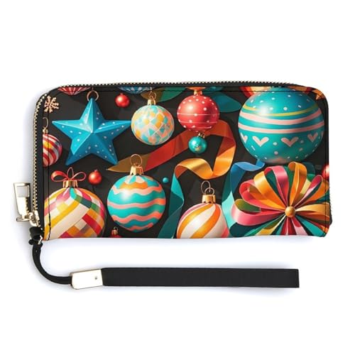 QWJKM Verschiedene Dekorationen für Weihnachten, Ledergeldbörse für Uni, schlankes Muster, lange Geldbörsen, Kartenhalter mit Reißverschluss, weiß, 20 x 10,5 cm, weiß, 20.0*10.5cm von QWJKM