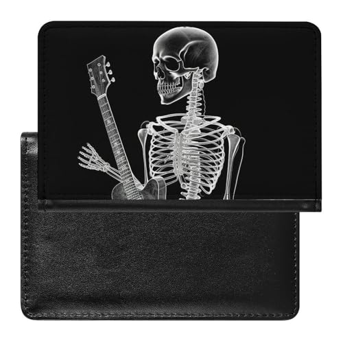 Reisepasshülle mit Totenkopf-Skelett-Motiv, sichere Reisebrieftasche, PU-Leder, Kreditkarten, Reisepass, Organizer, Tasche für Damen und Herren, weiß, Einheitsgröße, modern, weiß, Einheitsgröße, von QWJKM