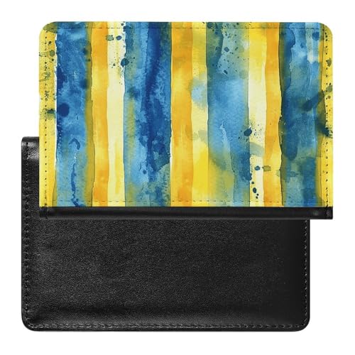 Reisepasshülle mit gelbem und blauem Muster, sichere Reisebrieftasche, PU-Leder, Kreditkarten, Reisepass, Organizer, Tasche für Damen und Herren, weiß, Einheitsgröße, modern, weiß, Einheitsgröße, von QWJKM